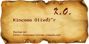 Kincses Olivér névjegykártya